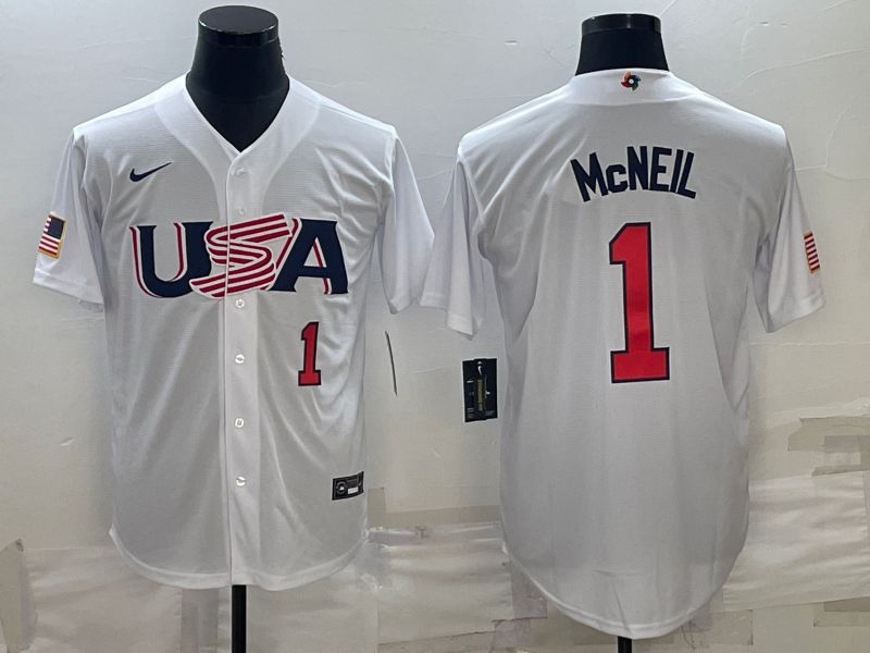 Men 2023 World Cub USA #1 Mcneil White Nike MLB Jersey4->more jerseys->MLB Jersey